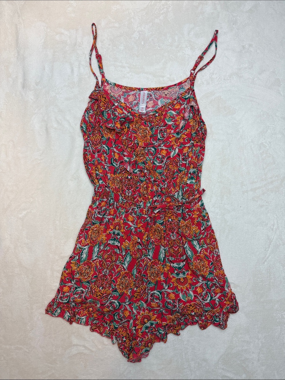 Xhilaration Pink Ruffle Floral Romper